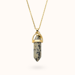 Necklace Pendant Dalmatian Jasper (Rationality) Gold