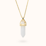 Necklace Pendant White Quartz (Positivity) Gold
