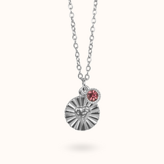Love Coin Birthstone Necklace Silver