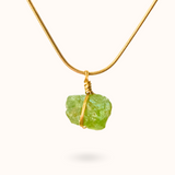 Peridot Raw Stone Necklace Gold