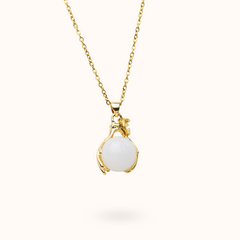 Necklace Hands White Quartz (Positivity) Gold
