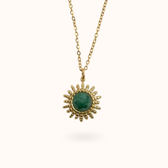 Sonnen-Edelstein-Halskette, chinesisches Jade-Gold