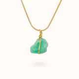 Emerald Raw Stone Necklace Gold