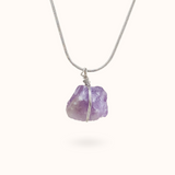 Amethyst Raw Stone Necklace Silver