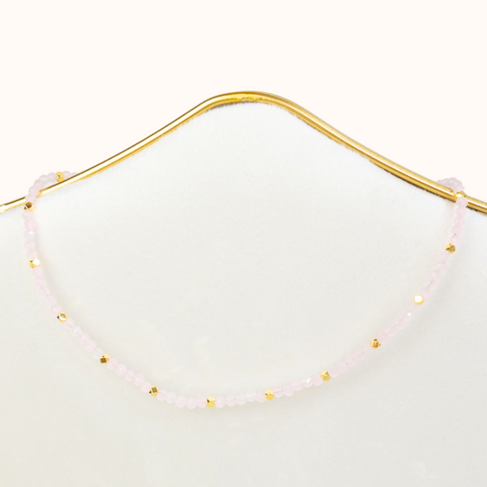 Rosenquarz Choker Gold