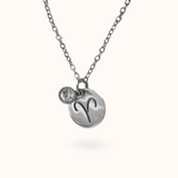 Aries Coin Birthstone Necklace Silver