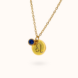 Leo Coin Birthstone Necklace Gold