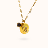 Virgo Coin Birthstone Necklace Gold