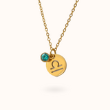 Libra Coin Birthstone Necklace Gold