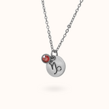 Capricorn Coin Birthstone Necklace Silver