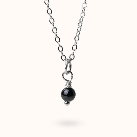 Fine Line Halskette Onyx (Anti Stress) Kugel Silber