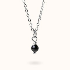 Fine Line Necklace Onyx Ball Silver