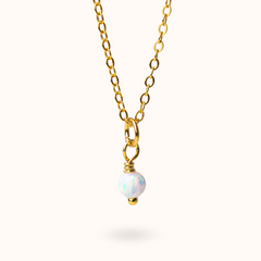 Fine Line Necklace Opal Ball Gold