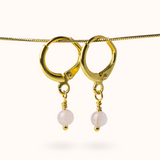 Fine Line oorbellen Rozenkwarts (Love) Bal Goud