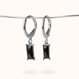 Fine Line Earrings Onyx (Anti Stress) Rectangle Silver