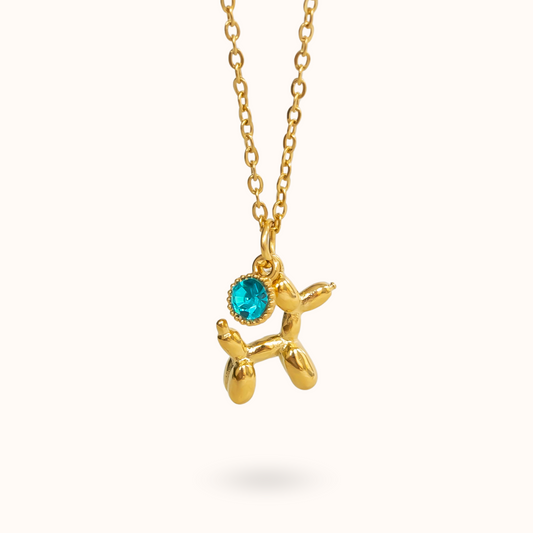 Halskette mit Geburtsstein „Balloon Dog“ in Gold