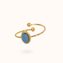 Gemstone Ring Blue Sapphire Jade Gold