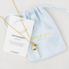 Necklace Pendant White Quartz (Positivity) Gold