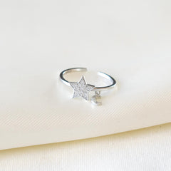 Star and Moon Ring Silver