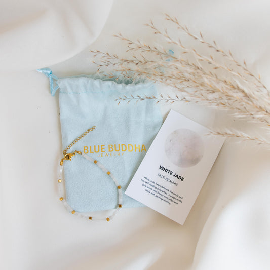 Witte Jade Armband Goud