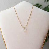 Clear Quartz Raw Stone Necklace Gold