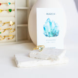 Herzring mit Geburtsstein für März – Aquamarin