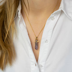 Necklace Pendant Amethyst (Healing) Gold