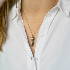 Necklace Pendant Dalmatian Jasper (Rationality) Gold
