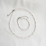 Rosenquarz Choker Silber