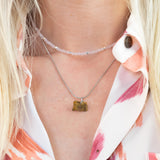 Rosenquarz Choker Silber