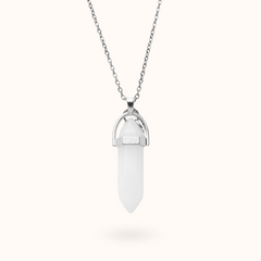 Necklace Pendant White Quartz (Positivity) Silver