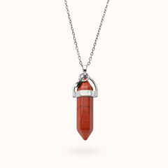 Necklace Pendant Orange Jasper (Perseverance) Silver