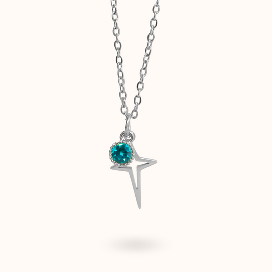 Ster Geboortesteen Ketting Zilver
