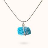 Apatit Rohstein Kette Silber