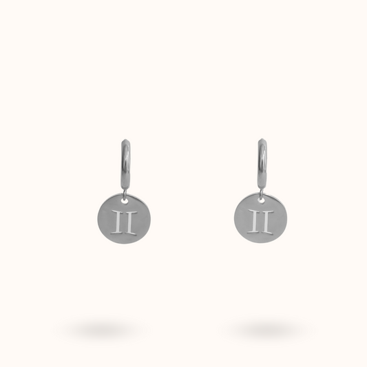 Zodiac Earrings Gemini Silver