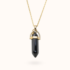 Halskette mit Anhänger Onyx (Anti Stress) Gold