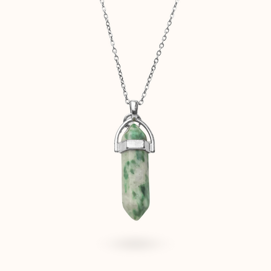 Halskette mit Anhänger aus chinesischer Jade (Glück) aus Silber