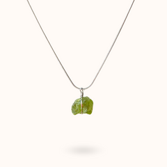 Edelsteen ketting ruwe peridot (verandering) steen zilver