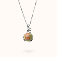 Necklace Hands Unakite (Calming) Silver