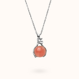 Watermelon Tourmaline Embrace Necklace Silver
