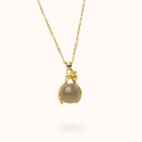 Grey Moonstone Embrace Necklace Gold