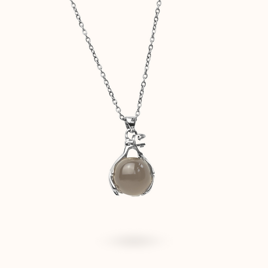 Grey Moonstone Embrace Necklace Silver