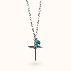 Cross Birthstone Necklace Silver