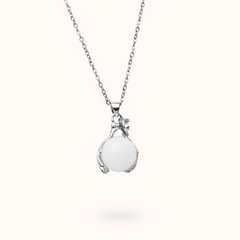 Necklace Hands White Quartz (Positivity) Silver