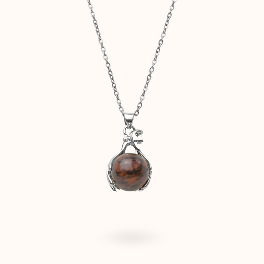 Mahagoni Obsidian Embrace Halskette Silber