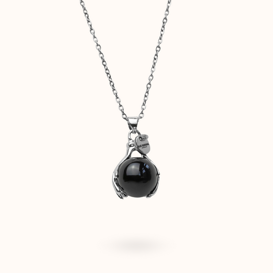 Onyx Embrace Necklace Silver