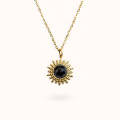 Sun Gemstone Ketting Onyx Goud