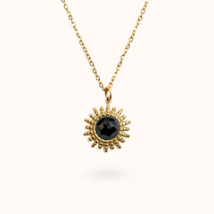 Sun Gemstone Necklace Onyx Gold