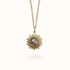 Sun Gemstone Ketting Beige Veldspar Goud