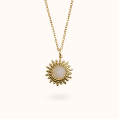 Sun Gemstone Ketting Witte Kwarts Goud